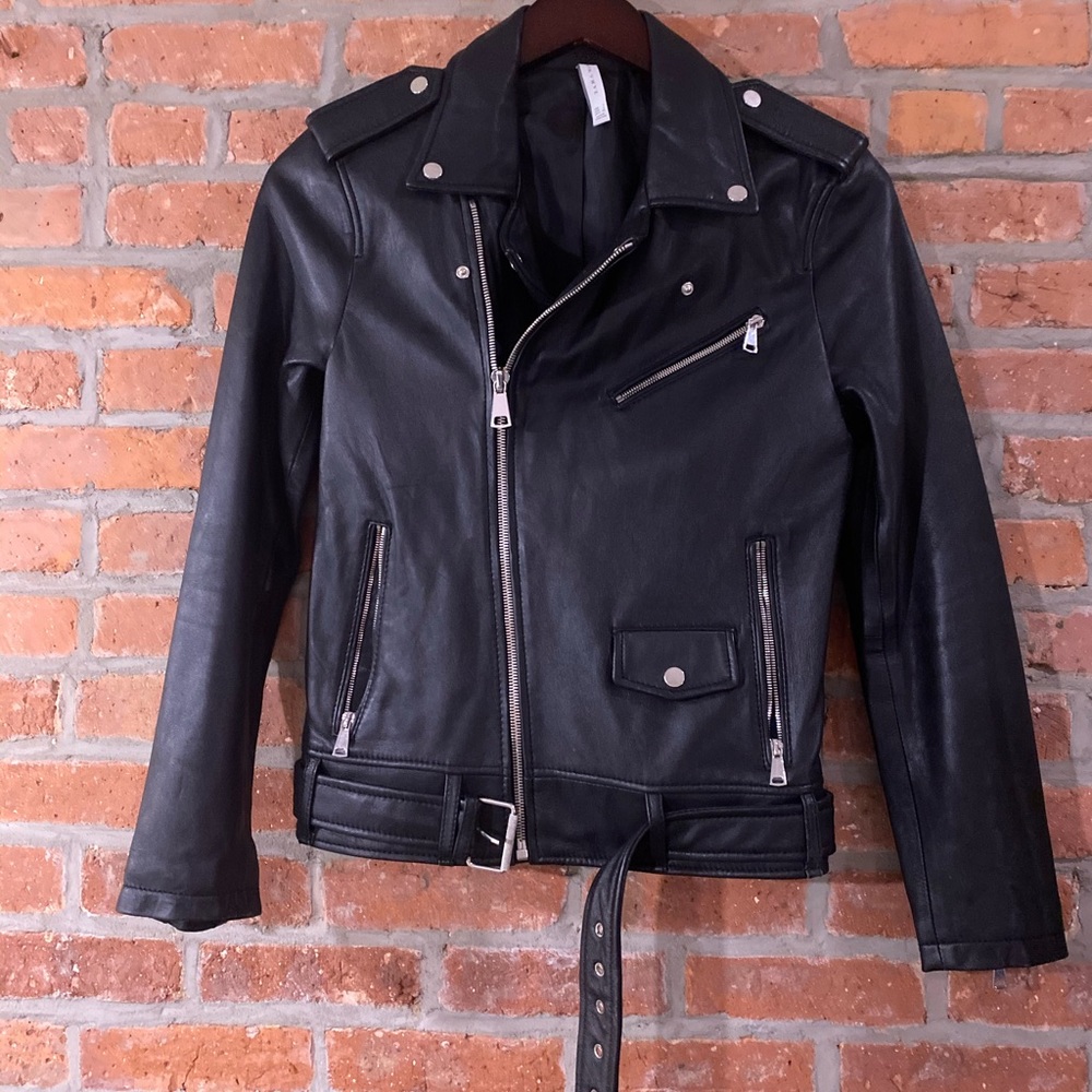 Zara leather motor cycle jacket